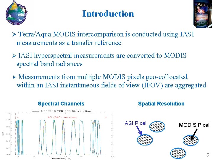 Introduction Terra/Aqua MODIS intercomparison is conducted using IASI measurements as a transfer reference IASI