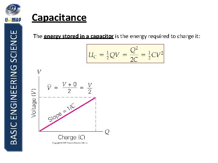 BASIC ENGINEERING SCIENCE Capacitance The energy stored in a capacitor is the energy required