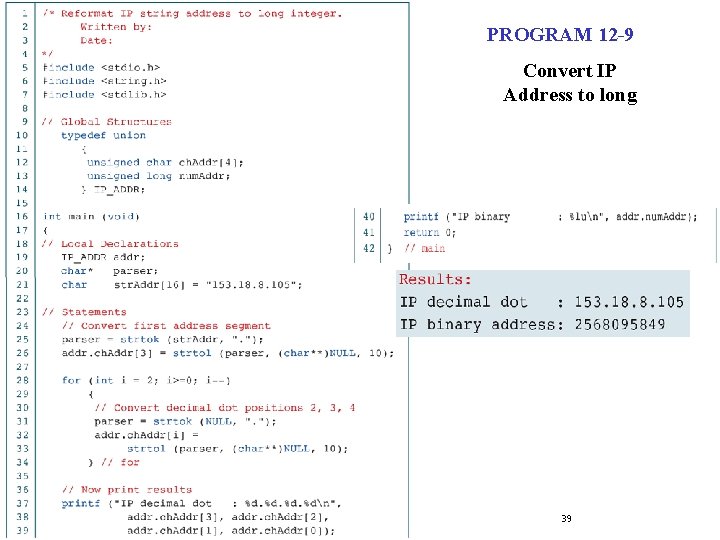 PROGRAM 12 -9 Convert IP Address to long 39 