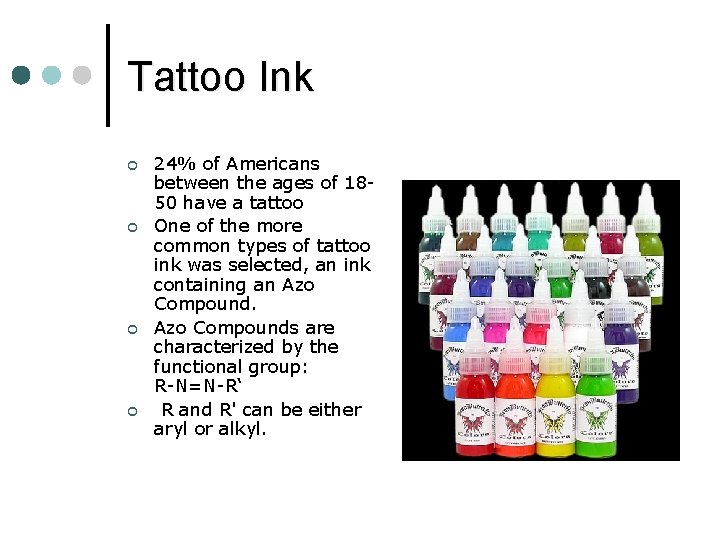 Tattoo Ink ¢ ¢ 24% of Americans between the ages of 1850 have a