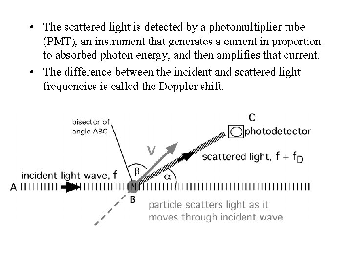  • The scattered light is detected by a photomultiplier tube (PMT), an instrument