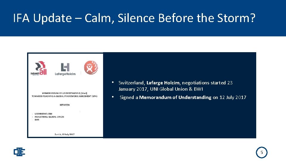 Slide Title –(Calibri White) IFA Update Calm, body, Silence 44, Before the Storm? •