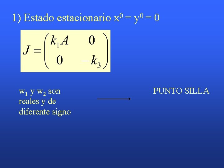 1) Estado estacionario x 0 = y 0 = 0 w 1 y w