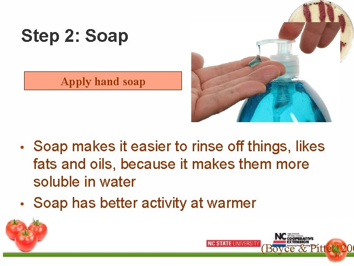 Step 2: Soap Apply hand soap • • Soap makes it easier to rinse