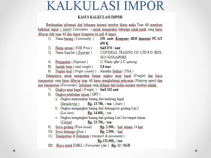 KALKULASI IMPOR 