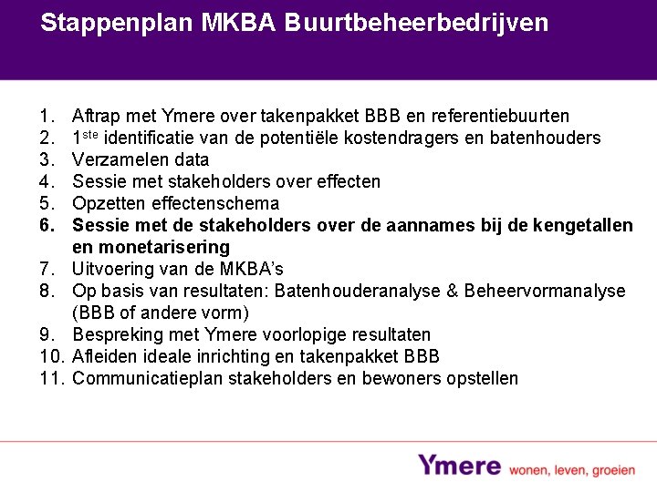 Stappenplan MKBA Buurtbeheerbedrijven 1. 2. 3. 4. 5. 6. 7. 8. 9. 10. 11.