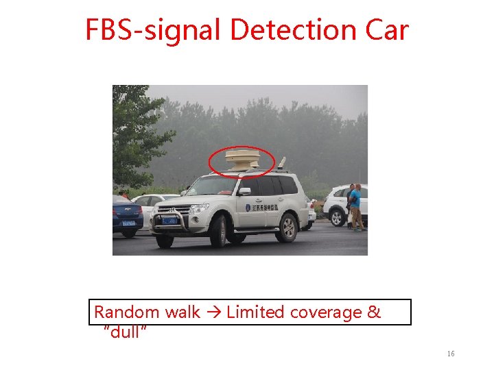 FBS-signal Detection Car Random walk Limited coverage & “dull” 16 