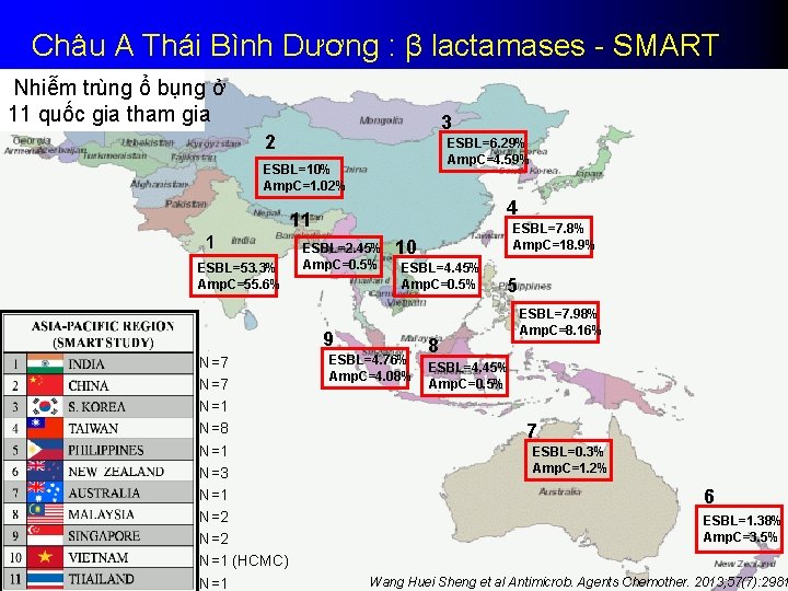 Châu A Thái Bình Dương : β lactamases - SMART Nhiễm trùng ổ bụng