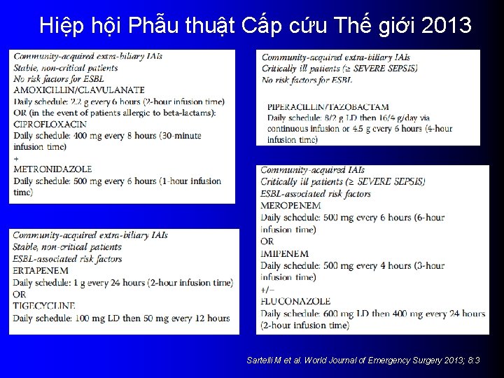 Hiệp hội Phẫu thuật Cấp cứu Thế giới 2013 Sartelli M et al. World