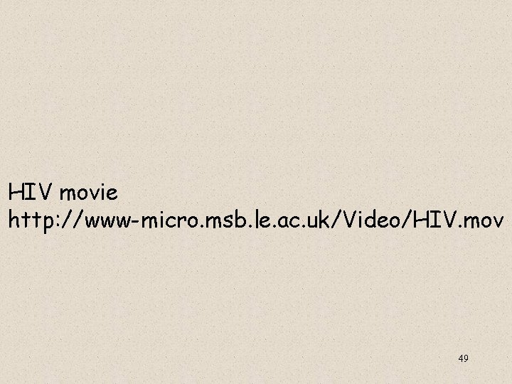  HIV movie http: //www-micro. msb. le. ac. uk/Video/HIV. mov 49 