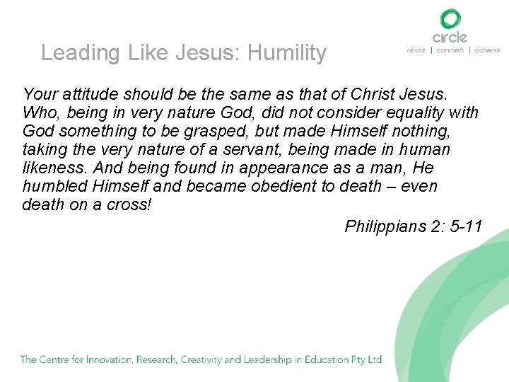 Leading Like Jesus: Humility Your attitude should be the same as that of Christ