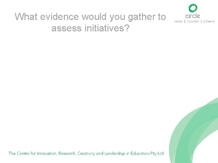 What evidence would you gather to assess initiatives? 
