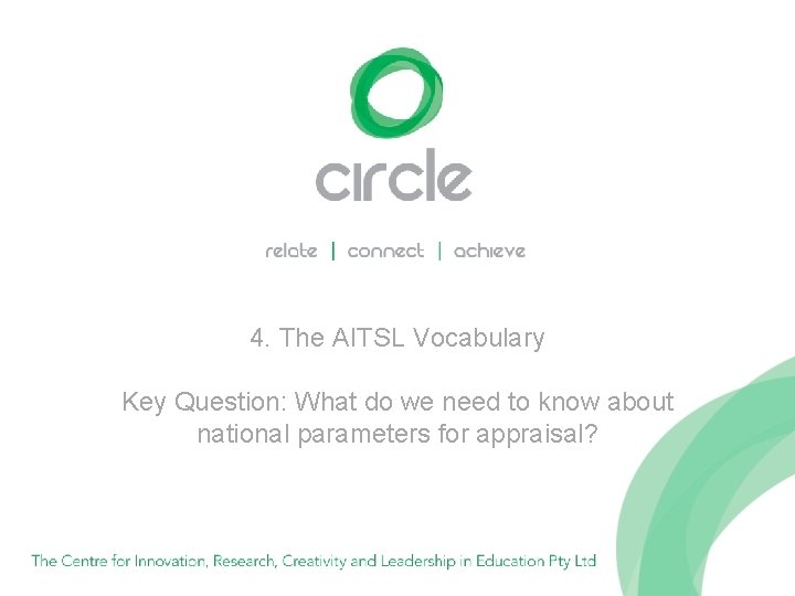 4. The AITSL Vocabulary Key Question: What do we need to know about national