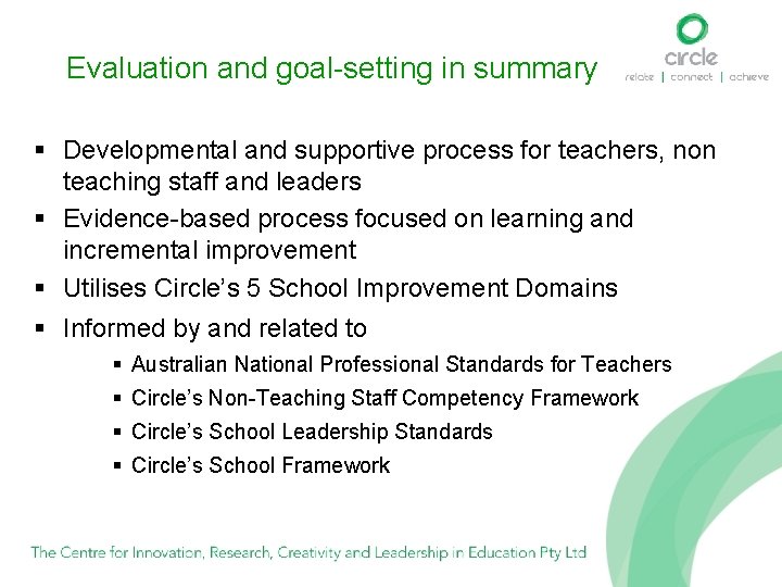 Evaluation and goal-setting in summary § Developmental and supportive process for teachers, non teaching