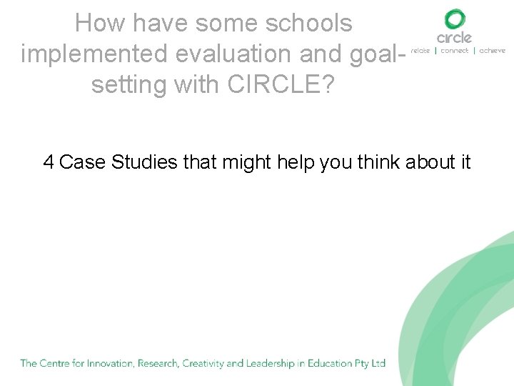 How have some schools implemented evaluation and goalsetting with CIRCLE? 4 Case Studies that