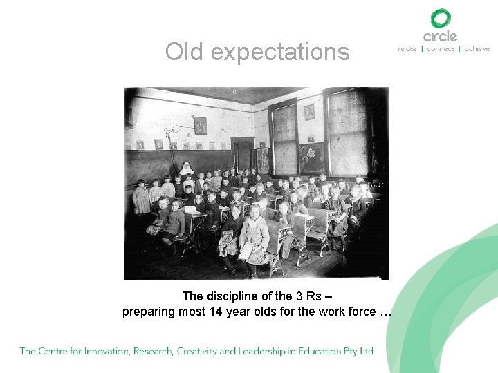 Old expectations The discipline of the 3 Rs – preparing most 14 year olds