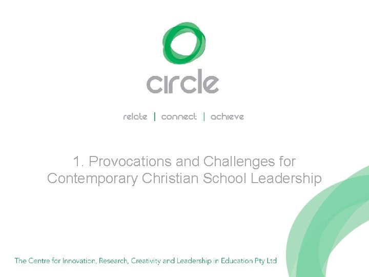 1. Provocations and Challenges for Contemporary Christian School Leadership 