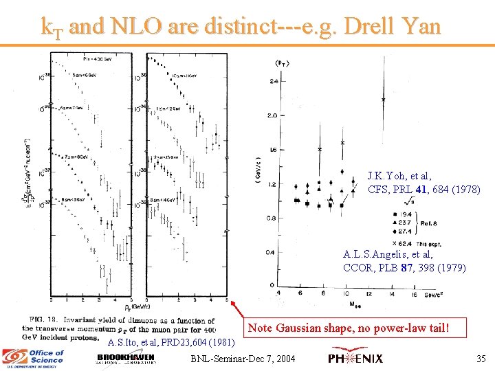 k. T and NLO are distinct---e. g. Drell Yan J. K. Yoh, et al,