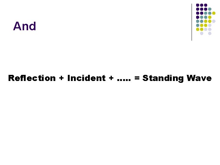 And Reflection + Incident + …. . = Standing Wave 