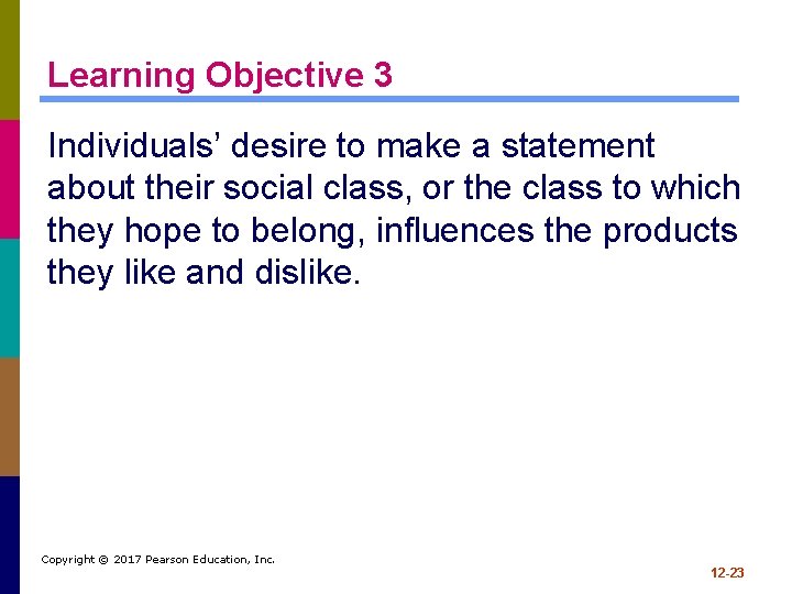 Learning Objective 3 Individuals’ desire to make a statement about their social class, or