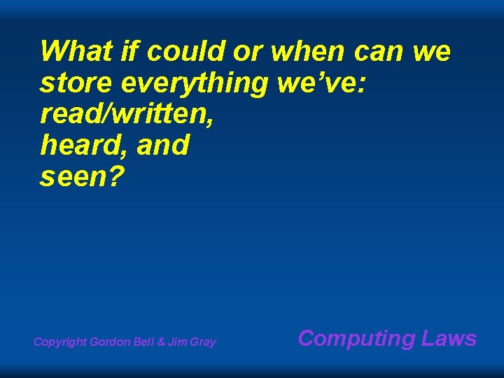 What if could or when can we store everything we’ve: read/written, heard, and seen?