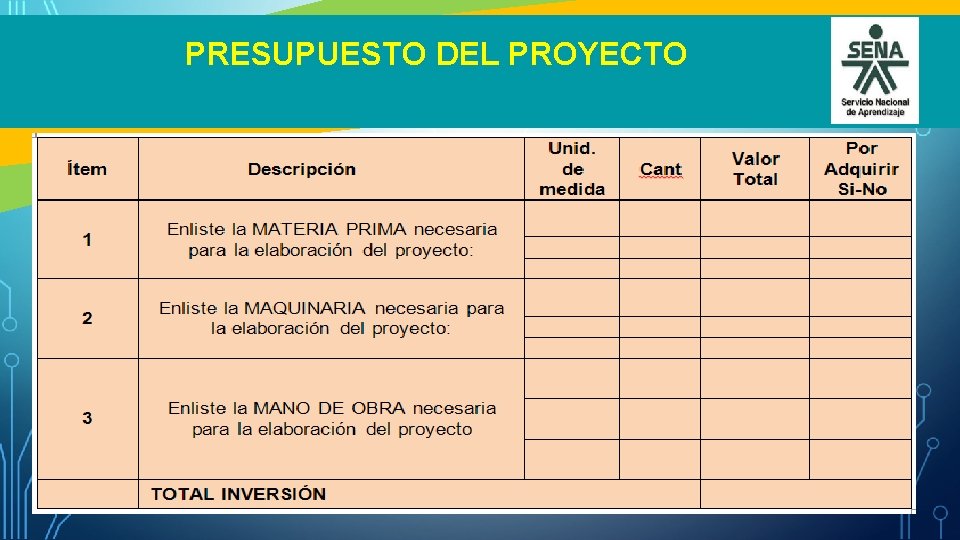 PRESUPUESTO DEL PROYECTO 