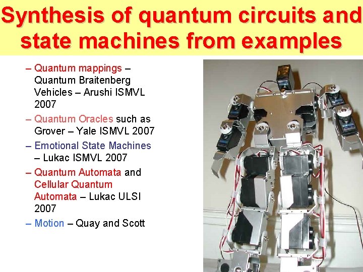 Synthesis of quantum circuits and state machines from examples – Quantum mappings – Quantum