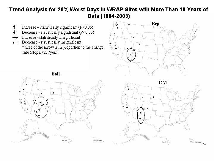 Trend Analysis for 20% Worst Days in WRAP Sites with More Than 10 Years