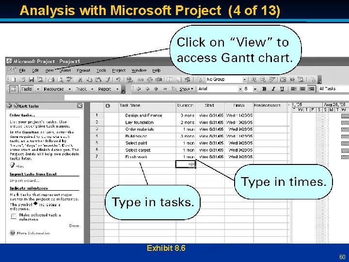 Analysis with Microsoft Project (4 of 13) Exhibit 8. 6 60 