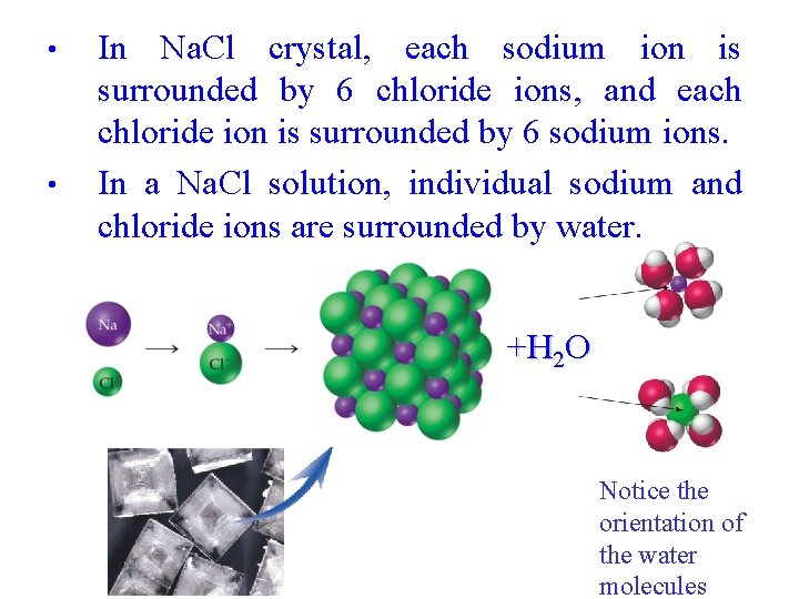  • • In Na. Cl crystal, each sodium ion is surrounded by 6