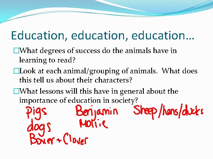 Education, education… �What degrees of success do the animals have in learning to read?