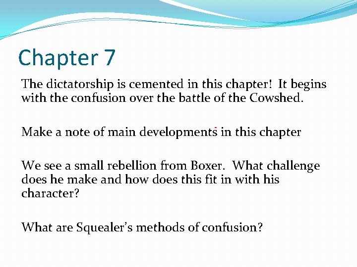 Chapter 7 The dictatorship is cemented in this chapter! It begins with the confusion