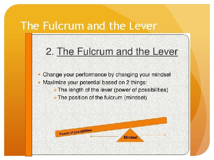 The Fulcrum and the Lever 
