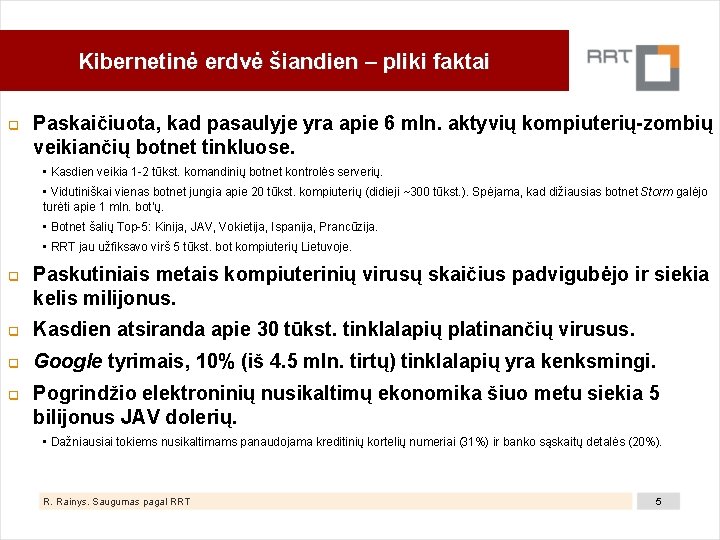 Kibernetinė erdvė šiandien – pliki faktai Paskaičiuota, kad pasaulyje yra apie 6 mln. aktyvių