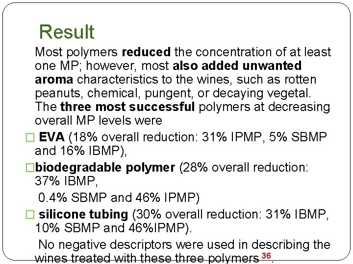 Result Most polymers reduced the concentration of at least one MP; however, most also