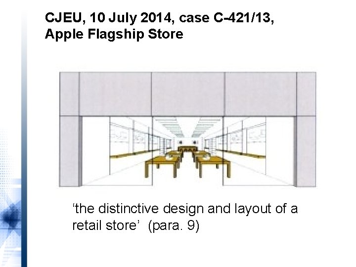 CJEU, 10 July 2014, case C-421/13, Apple Flagship Store ‘the distinctive design and layout