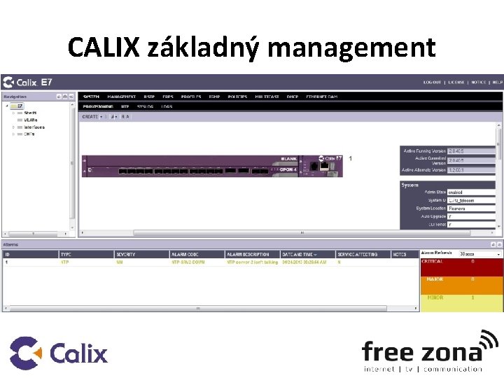 CALIX základný management 