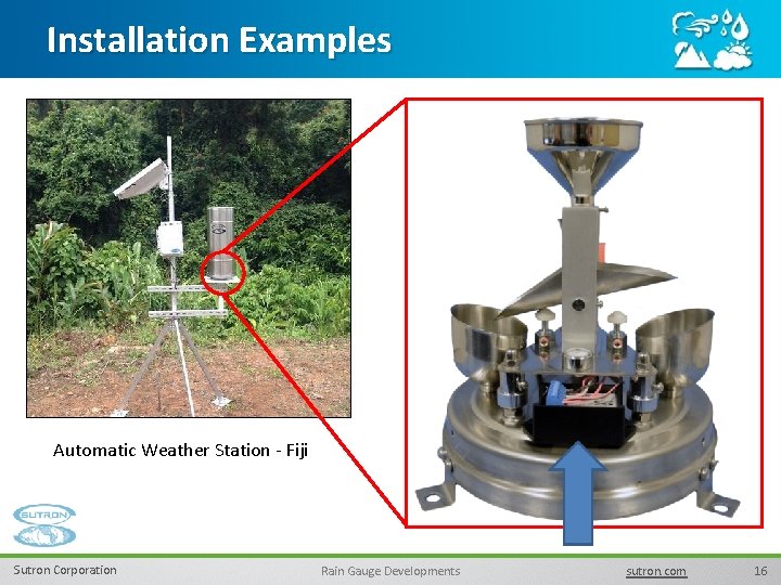 Installation Examples Automatic Weather Station - Fiji Sutron Corporation Rain Gauge Developments sutron. com