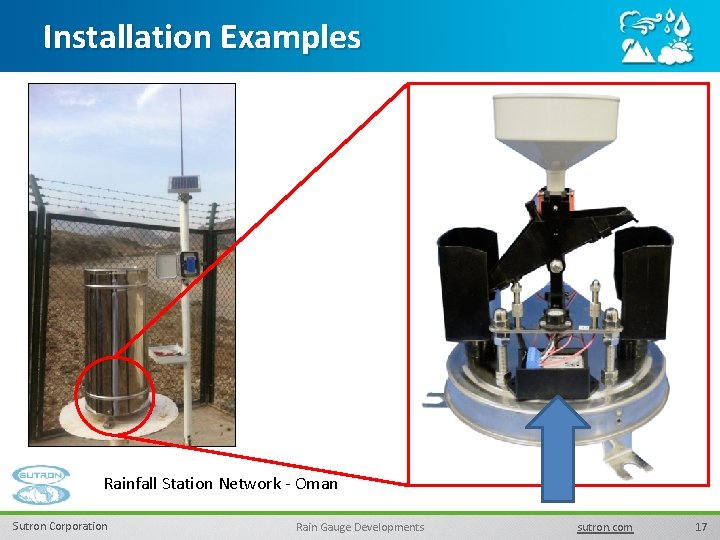 Installation Examples Rainfall Station Network - Oman Sutron Corporation Rain Gauge Developments sutron. com