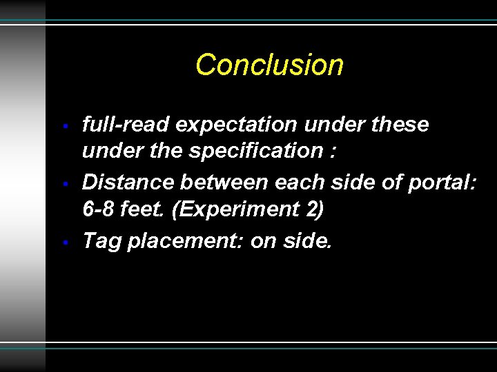 Conclusion • • • full-read expectation under these under the specification : Distance between