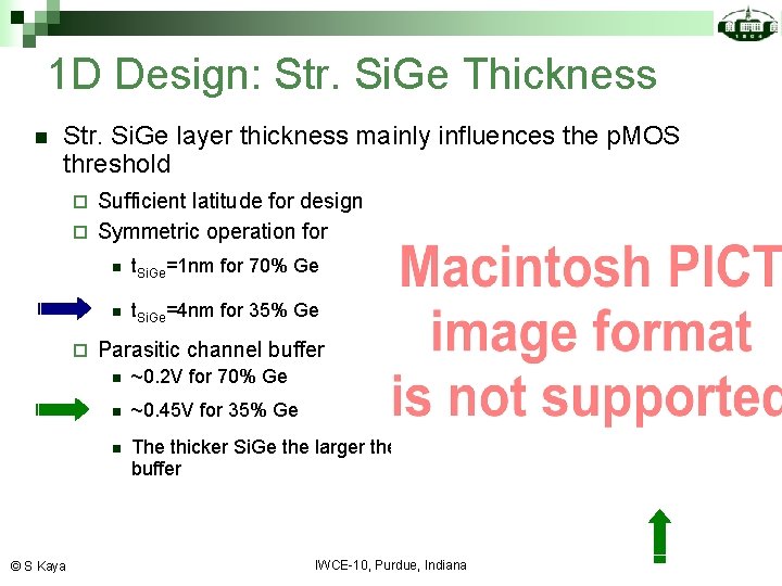 1 D Design: Str. Si. Ge Thickness n Str. Si. Ge layer thickness mainly