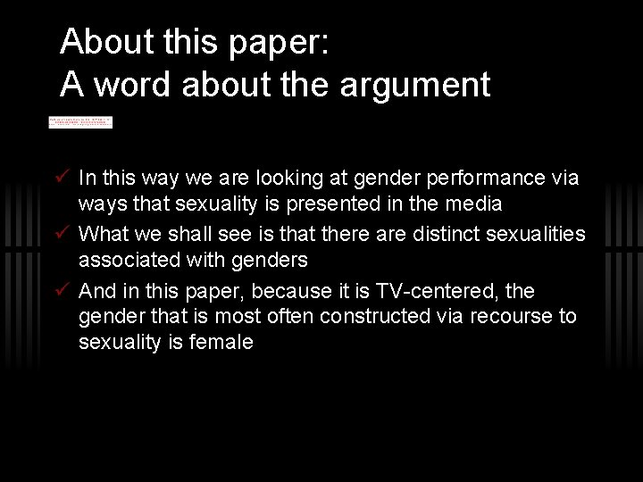 About this paper: A word about the argument In this way we are looking