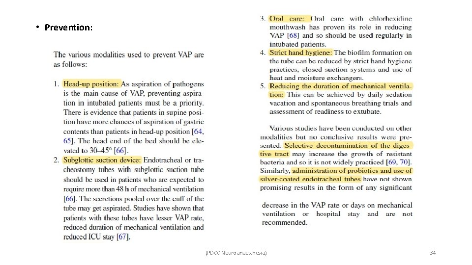  • Prevention: (PDCC Neuroanaesthesia) 34 