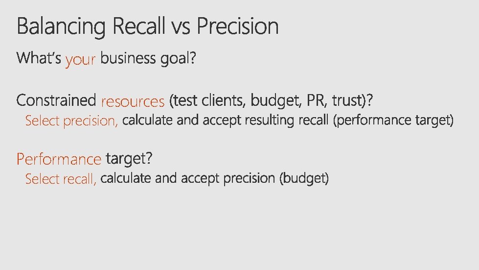 your resources Select precision, Performance Select recall, 