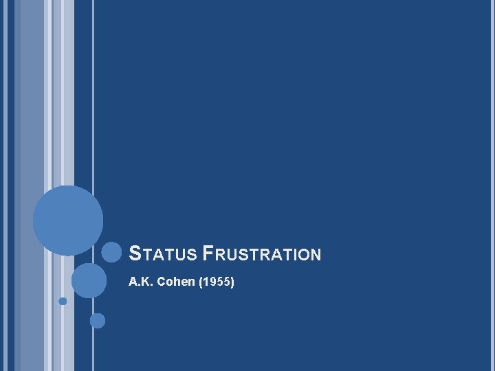 STATUS FRUSTRATION A. K. Cohen (1955) 