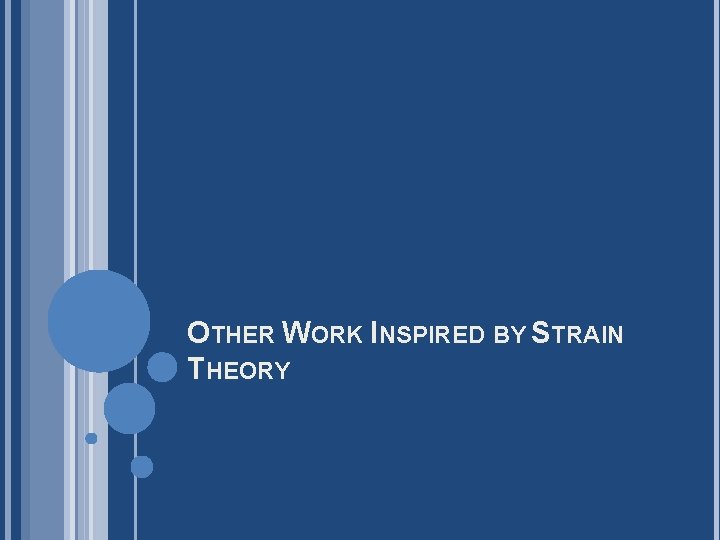 OTHER WORK INSPIRED BY STRAIN THEORY 