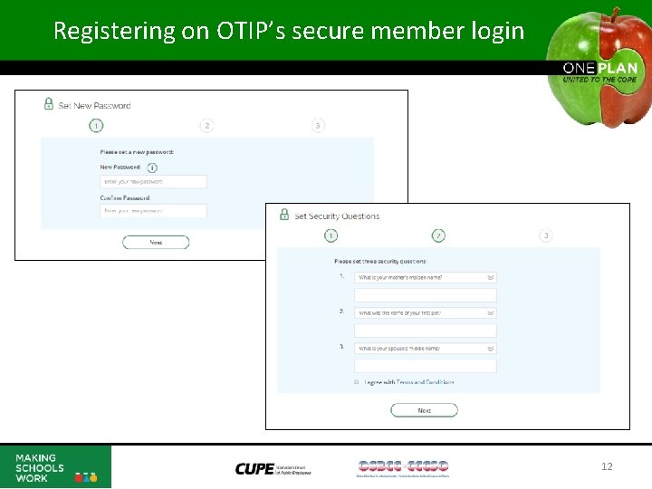 Registering on OTIP’s secure member login 12 