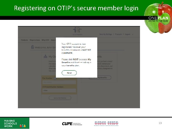 Registering on OTIP’s secure member login 13 