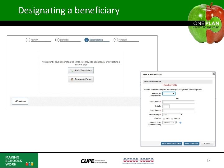 Designating a beneficiary 17 