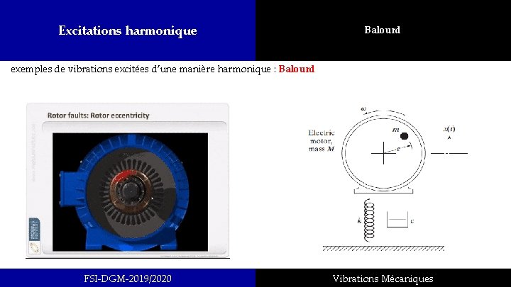 Excitations harmonique Balourd exemples de vibrations excitées d’une manière harmonique : Balourd FSI-DGM-2019/2020 Vibrations